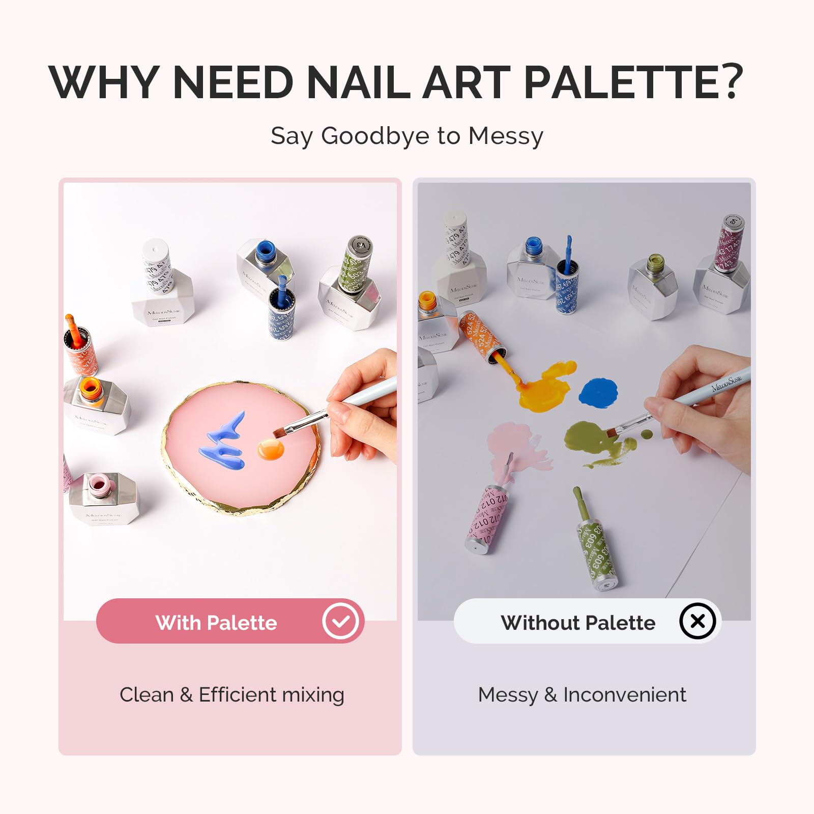MelodySusie resin nail palette ideal for gel and acrylic blending with smooth surface.