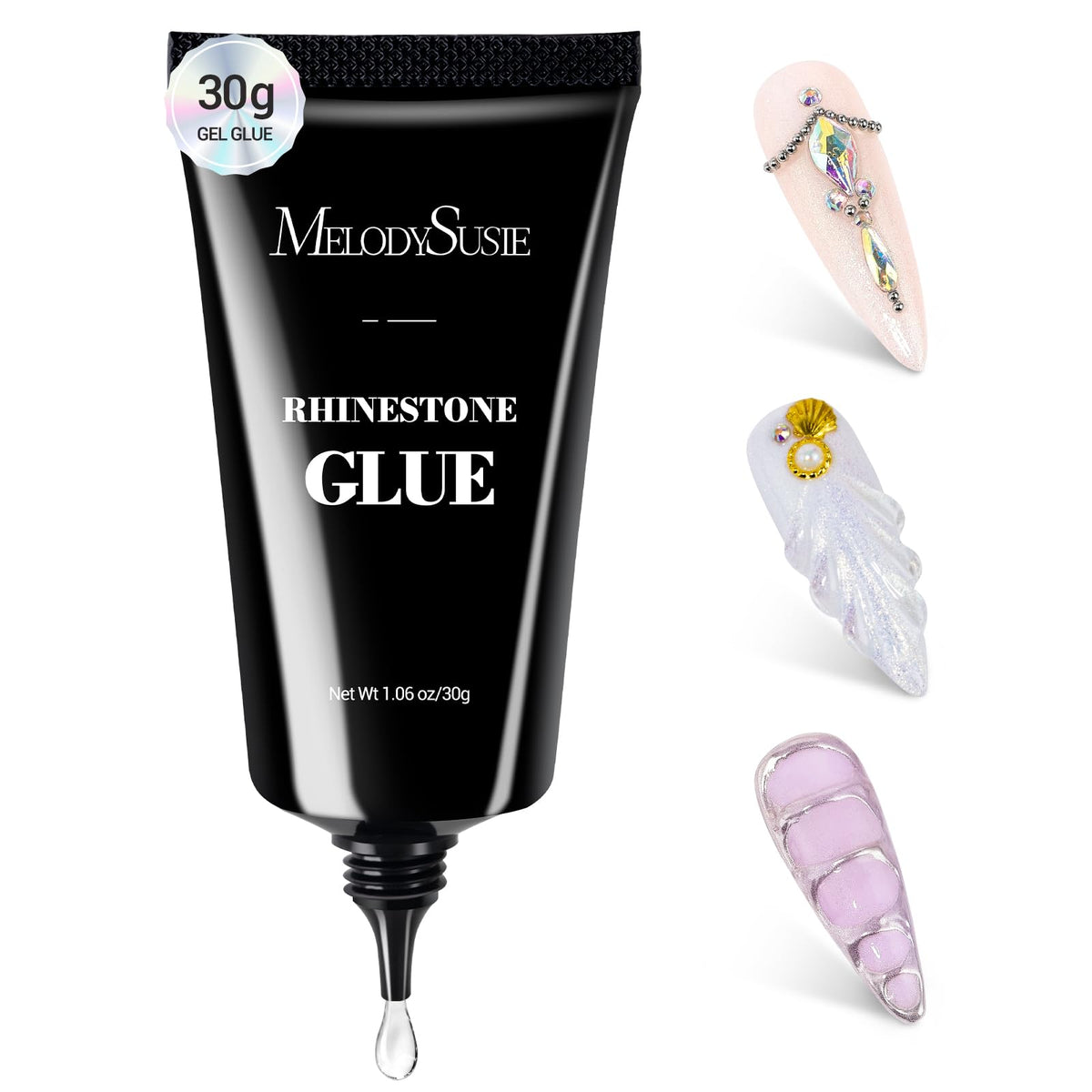 MelodySusie Rhinestone Glue 30g bottle—strong hold for long-wear nails.