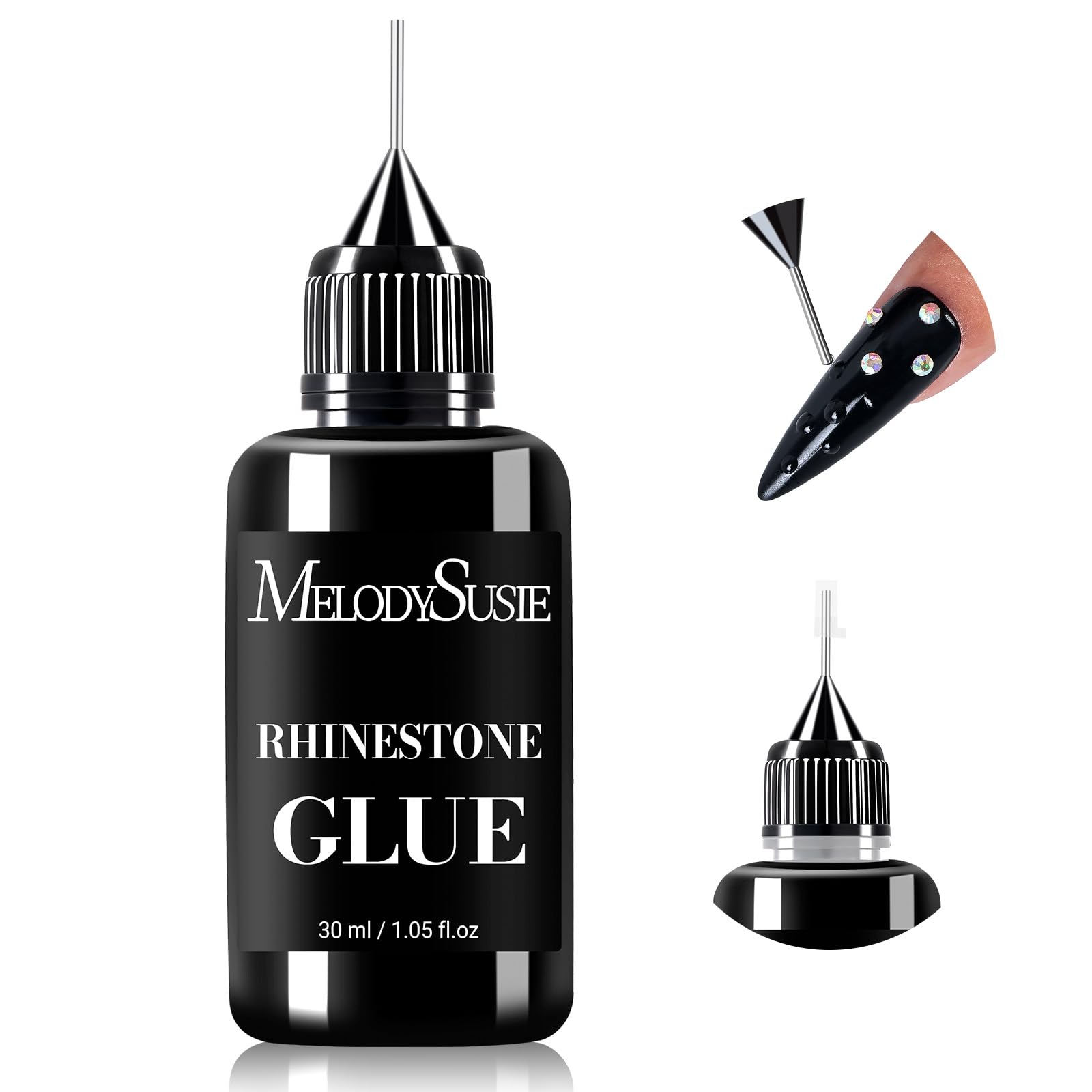 MelodySusie rhinestone glue bottle 30ml for strong nail adhesion.