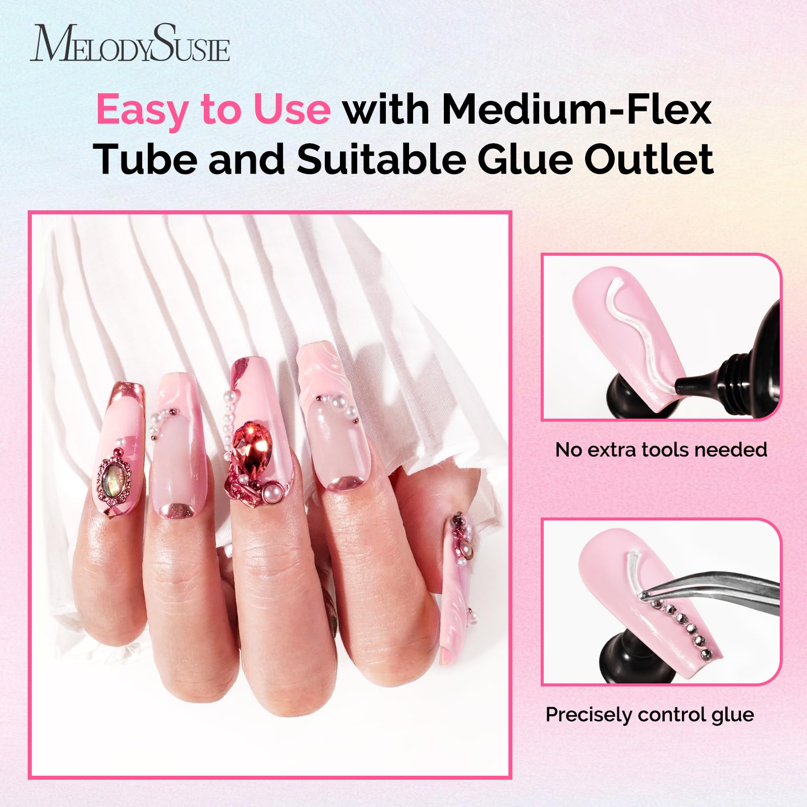 MelodySusie Rhinestone Glue for chrome powder application secures gems securely.