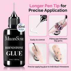 MelodySusie rhinestone glue enhances 3D nail art designs.