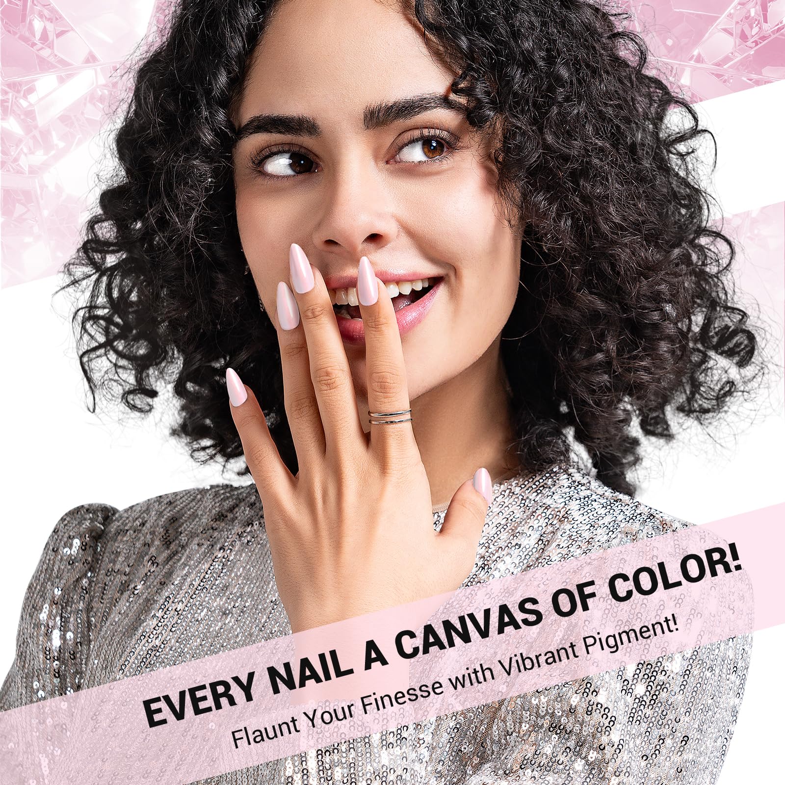 Gel polish on nails delivering a salon-quality shine and color