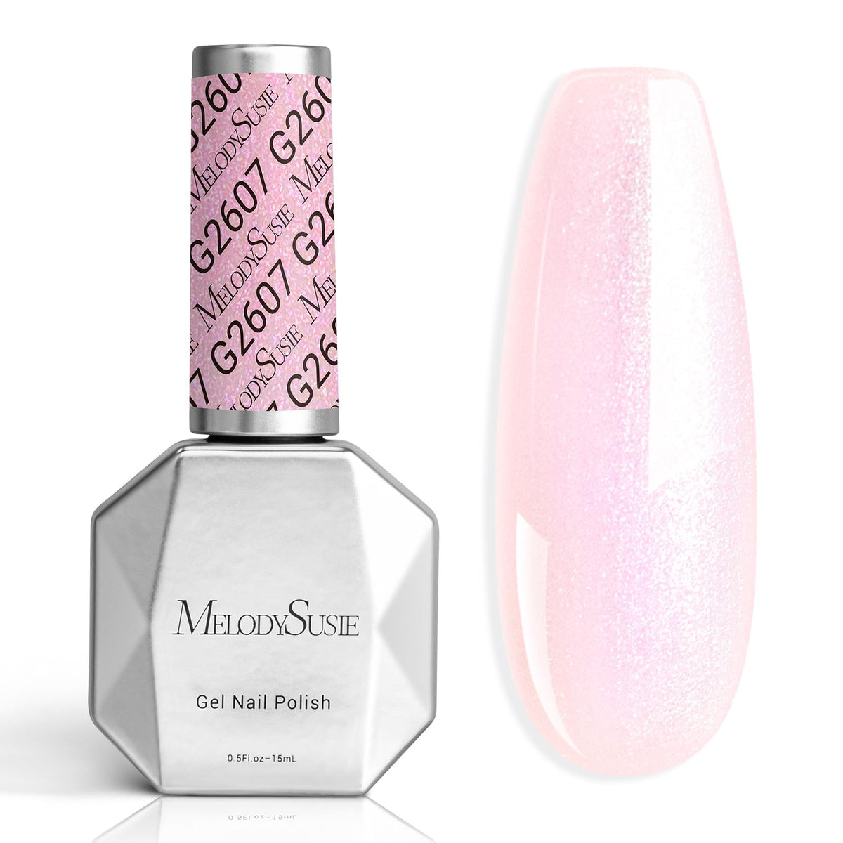 MelodySusie Shimmer Pearl Pink Gel Polish bottle with glitter for stunning at home nails