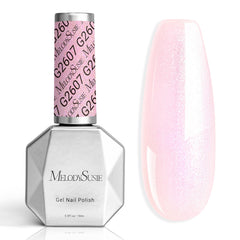 MelodySusie Shimmer Pearl Pink Gel Polish bottle with glitter for stunning at home nails