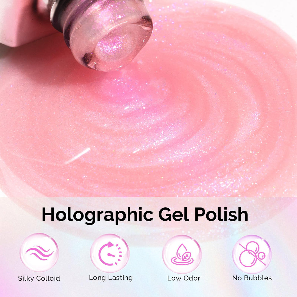 MelodySusie Shimmer Pearl Pink Gel Polish cap closeup highlights ergonomic design