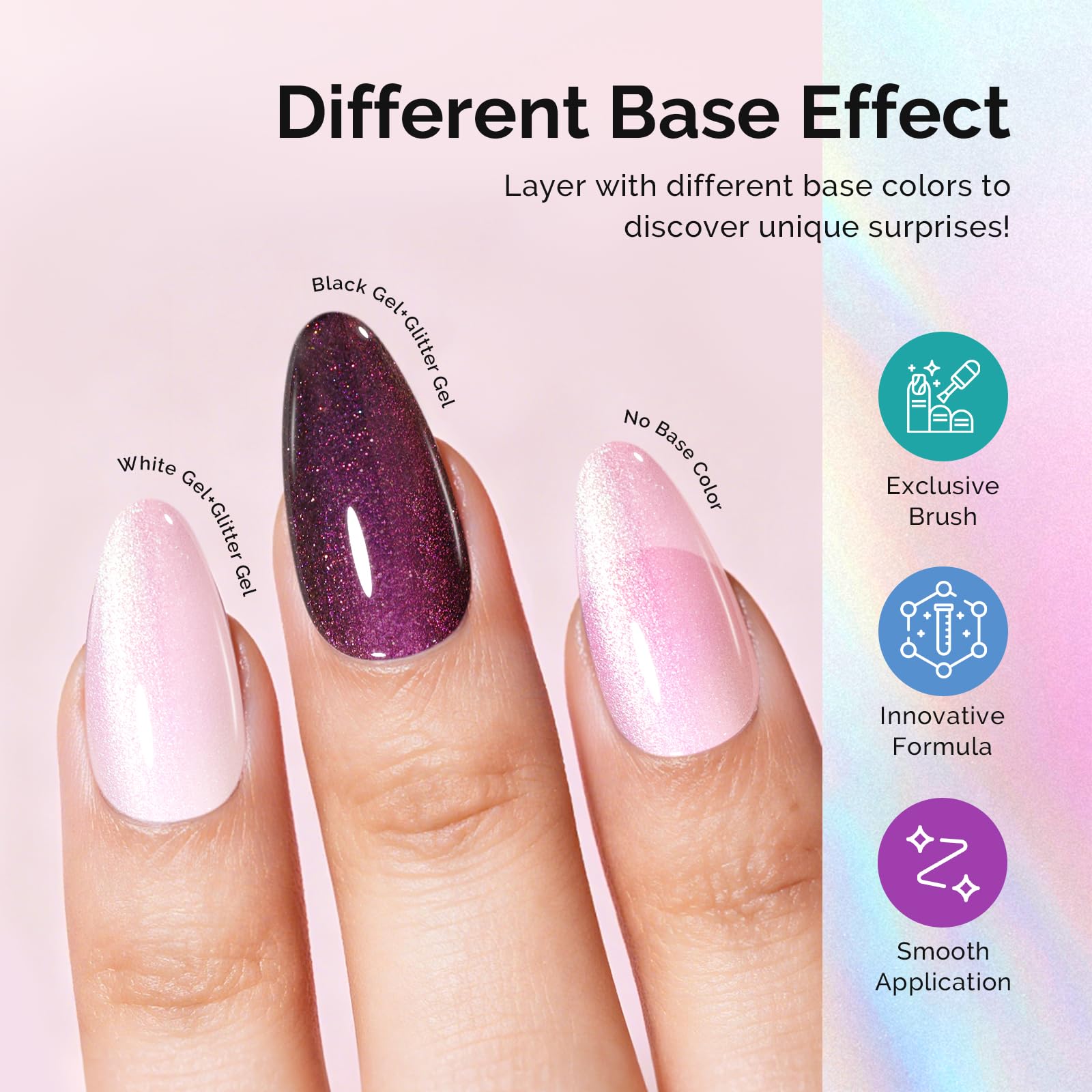 MelodySusie Shimmer Pearl Pink Gel Polish glitter detail for eye catching nails