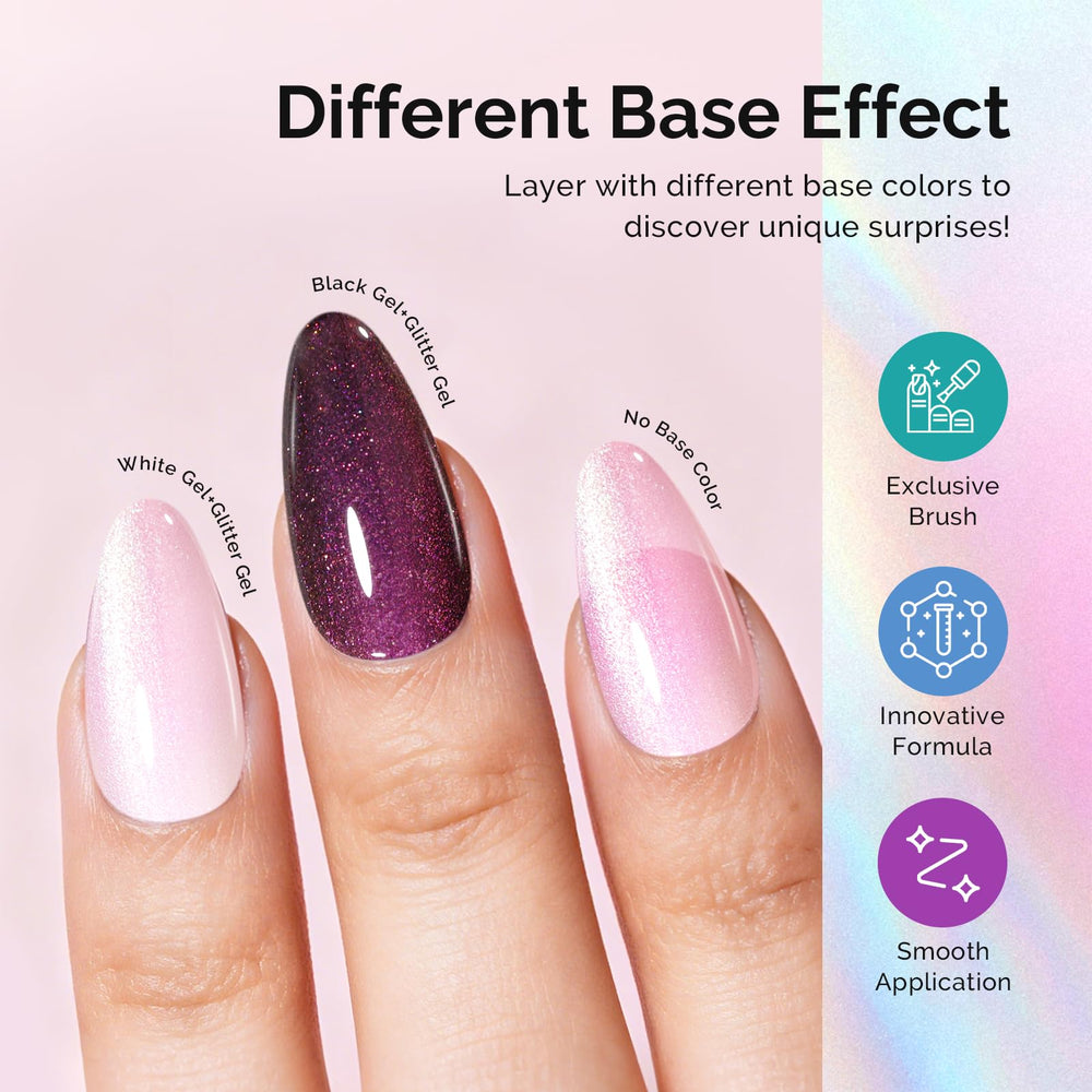 MelodySusie Shimmer Pearl Pink Gel Polish glitter detail for eye catching nails