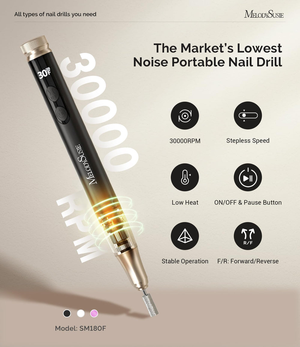 MelodySusie SM180F 30000RPM nail drill with LED display shows speed