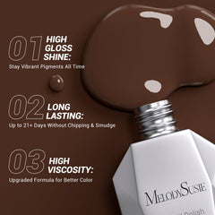 MelodySusie Thick Americano Brown Gel Nail Polish bottle close-up highlights rich, high-gloss finish.