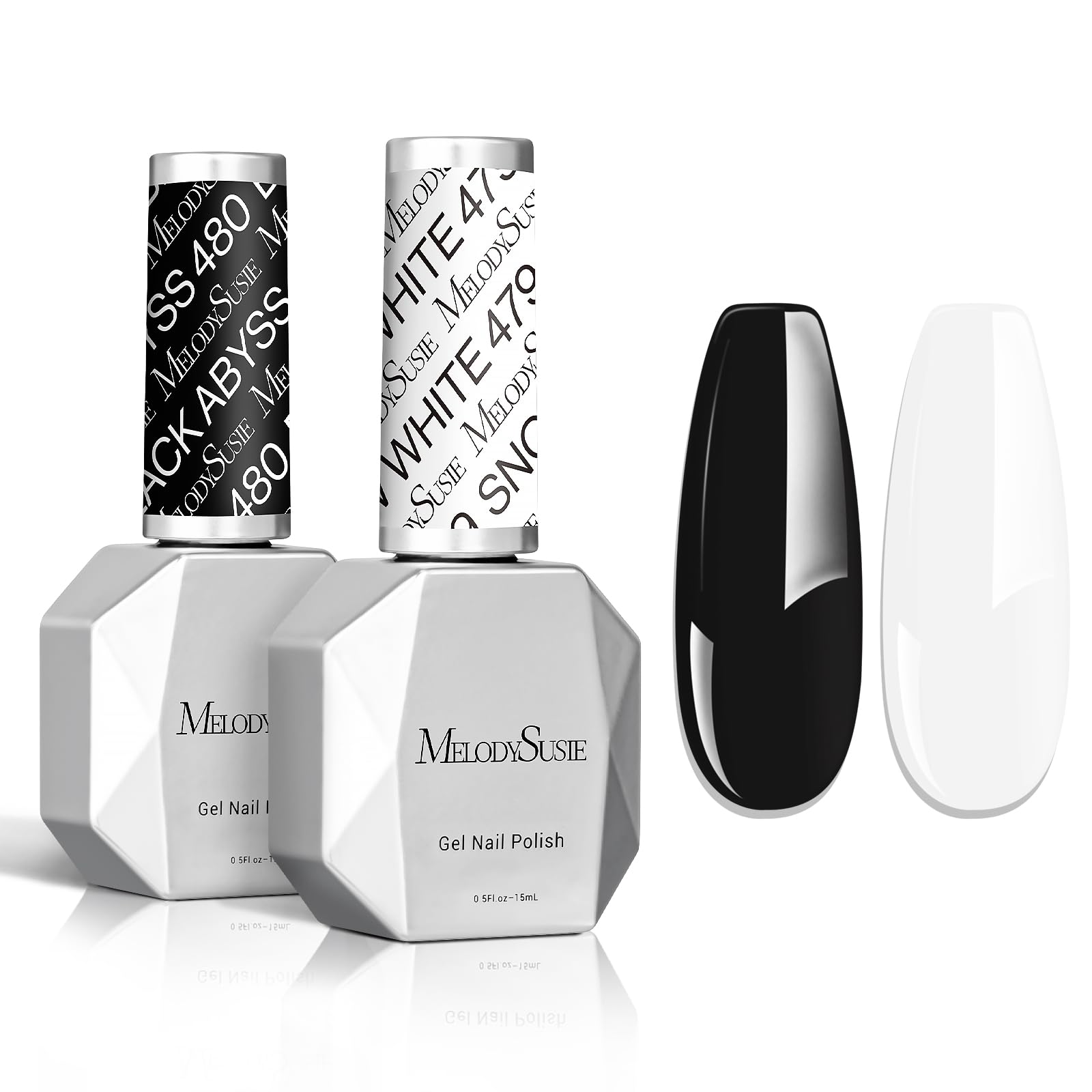 MelodySusie thick gel black 15ml bottle for long-lasting at-home manicures.