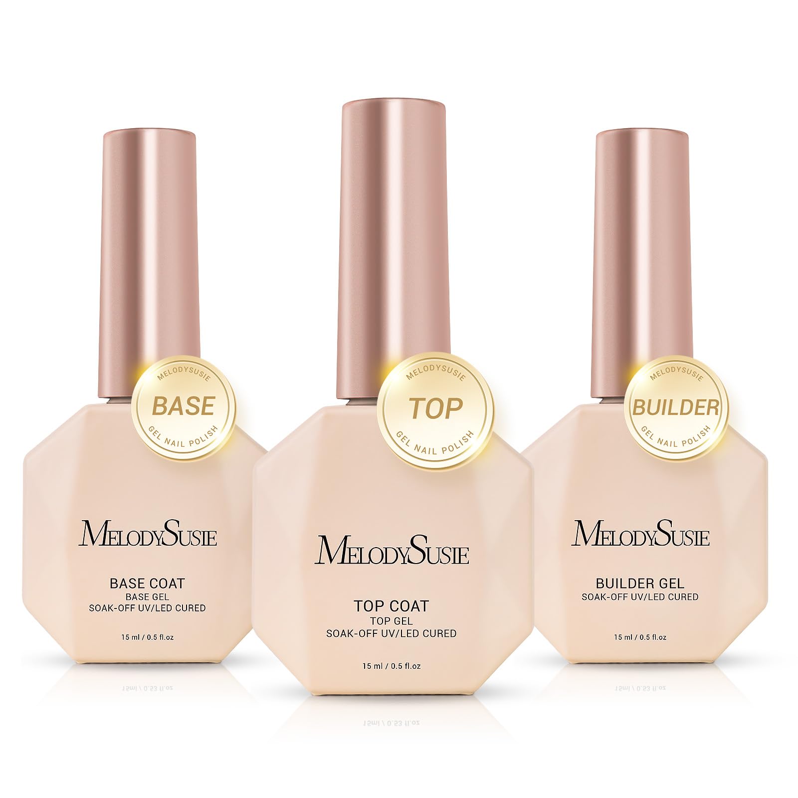 MelodySusie top coat builder gel bottle for long-lasting shine and smooth finish.