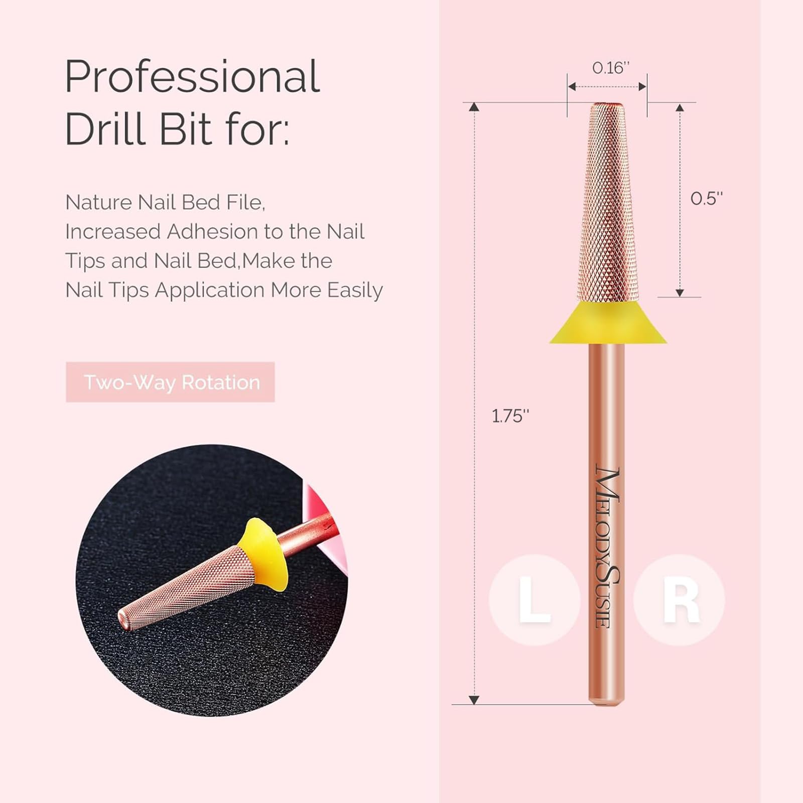 MelodySusie two-way rotate nail bit usable by left or right hand