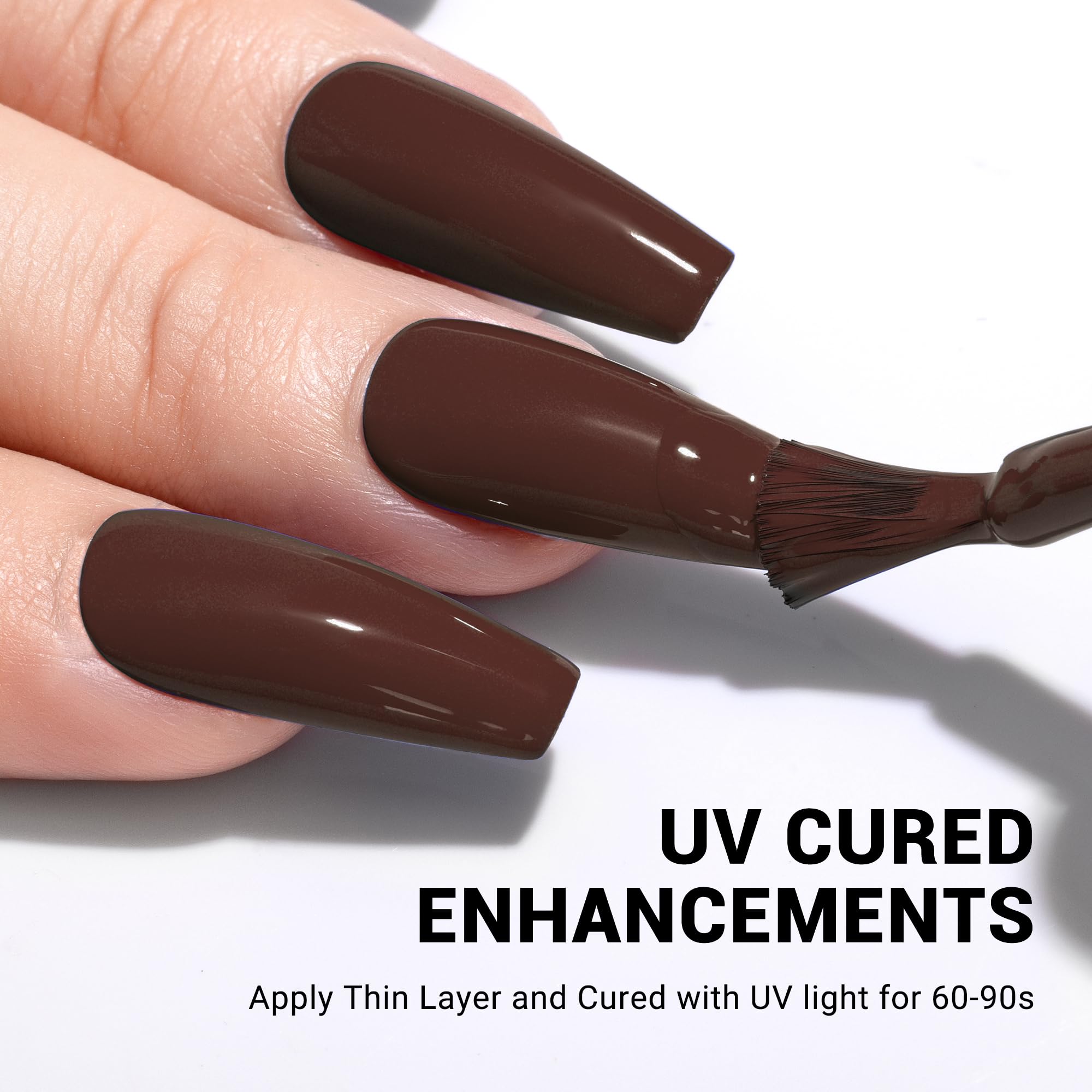 MelodySusie Thick Americano Brown Gel Nail Polish color swatch reveals durable, long-lasting look.