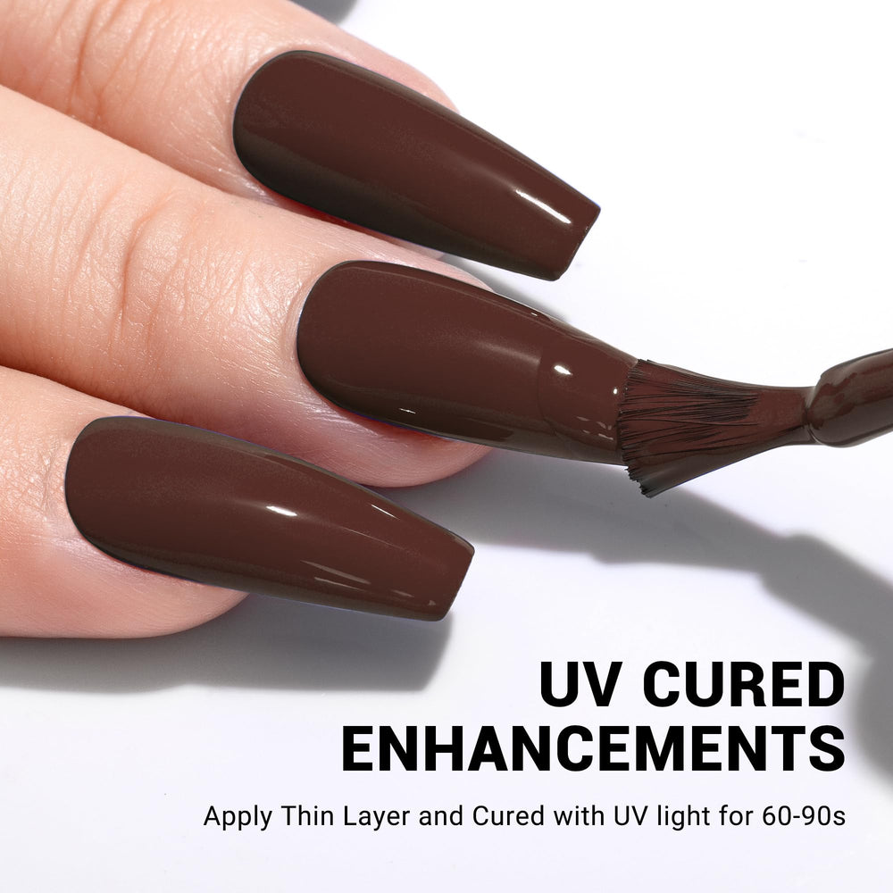 MelodySusie Thick Americano Brown Gel Nail Polish color swatch reveals durable, long-lasting look.
