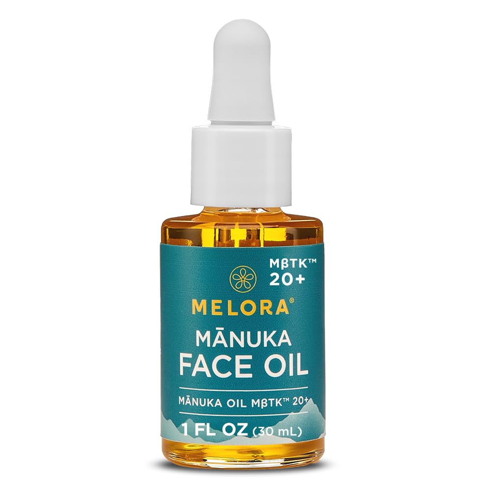 MELORA Manuka Face Oil bottle front for daily hydrating skincare routine.