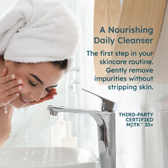 Creamy foam lather demonstrates luxurious cleansing without harsh rubbing.