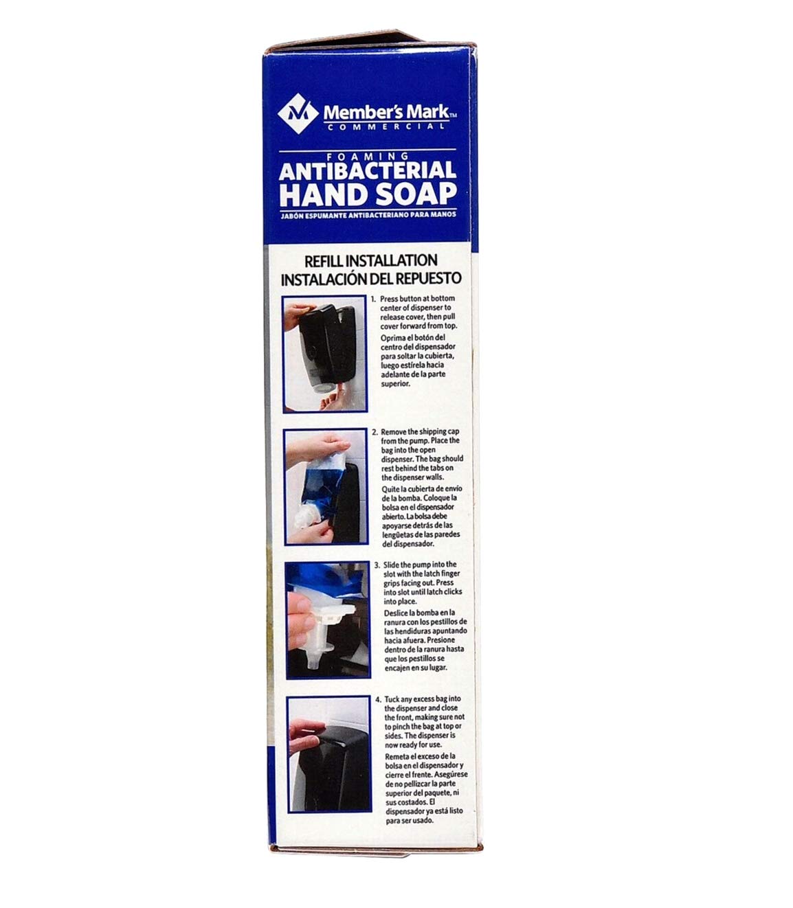 Front view of Member's Mark antibacterial foaming hand soap refill pack for frequent washing.