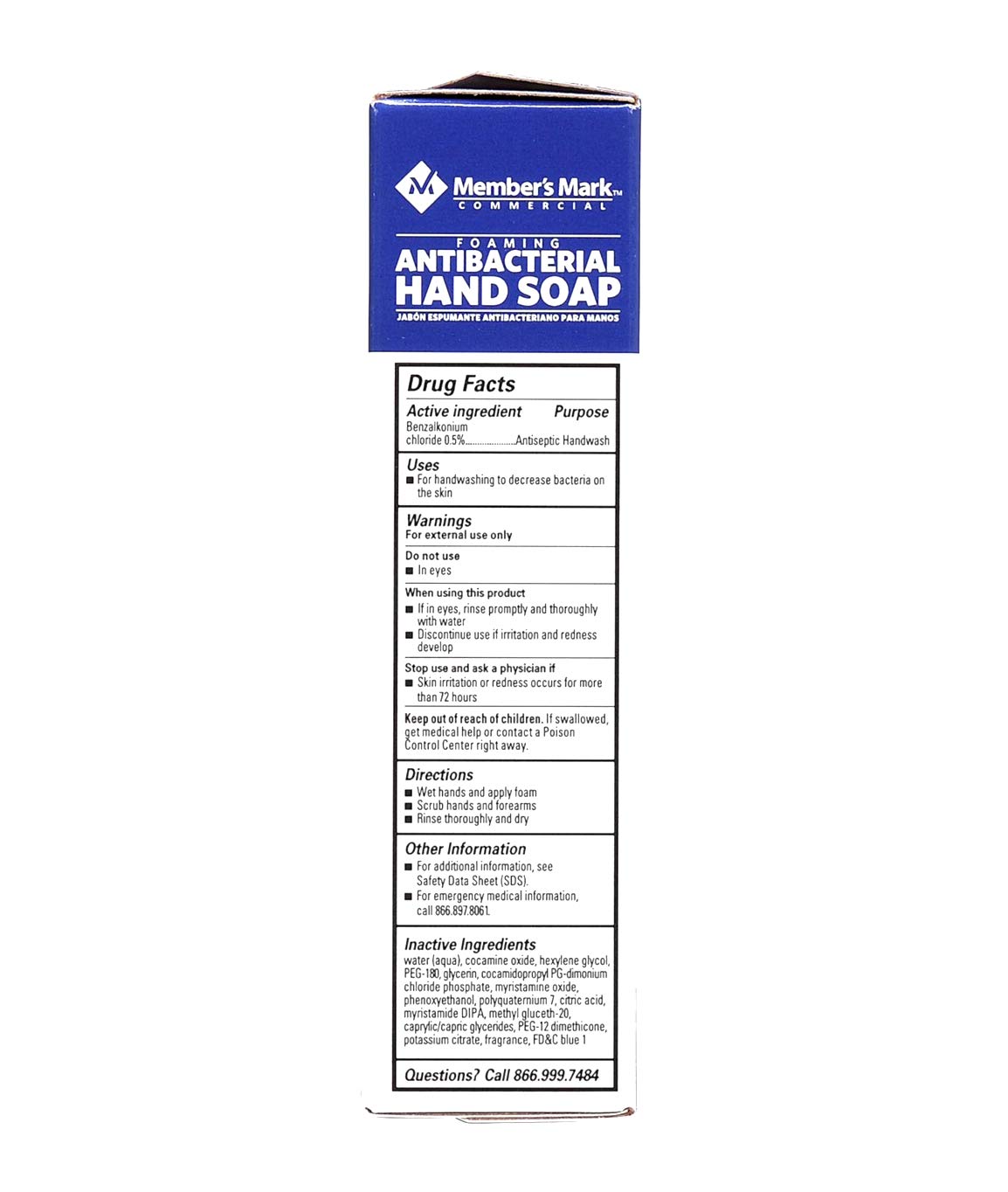 Dispensing with Member's Mark foaming hand soap in a dispenser; light citrus scent.