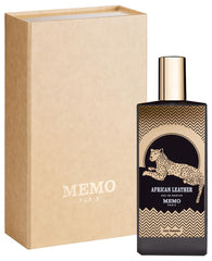 Memo Paris African Leather bottle closeup label highlights premium craftsmanship.