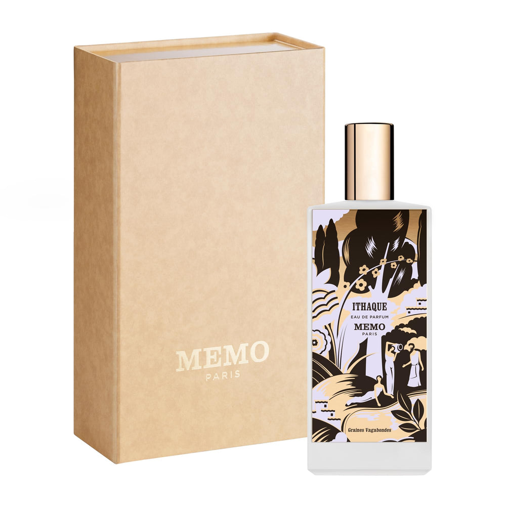 Memo Paris Ithaque cap close-up showing premium packaging suitable for gifting.