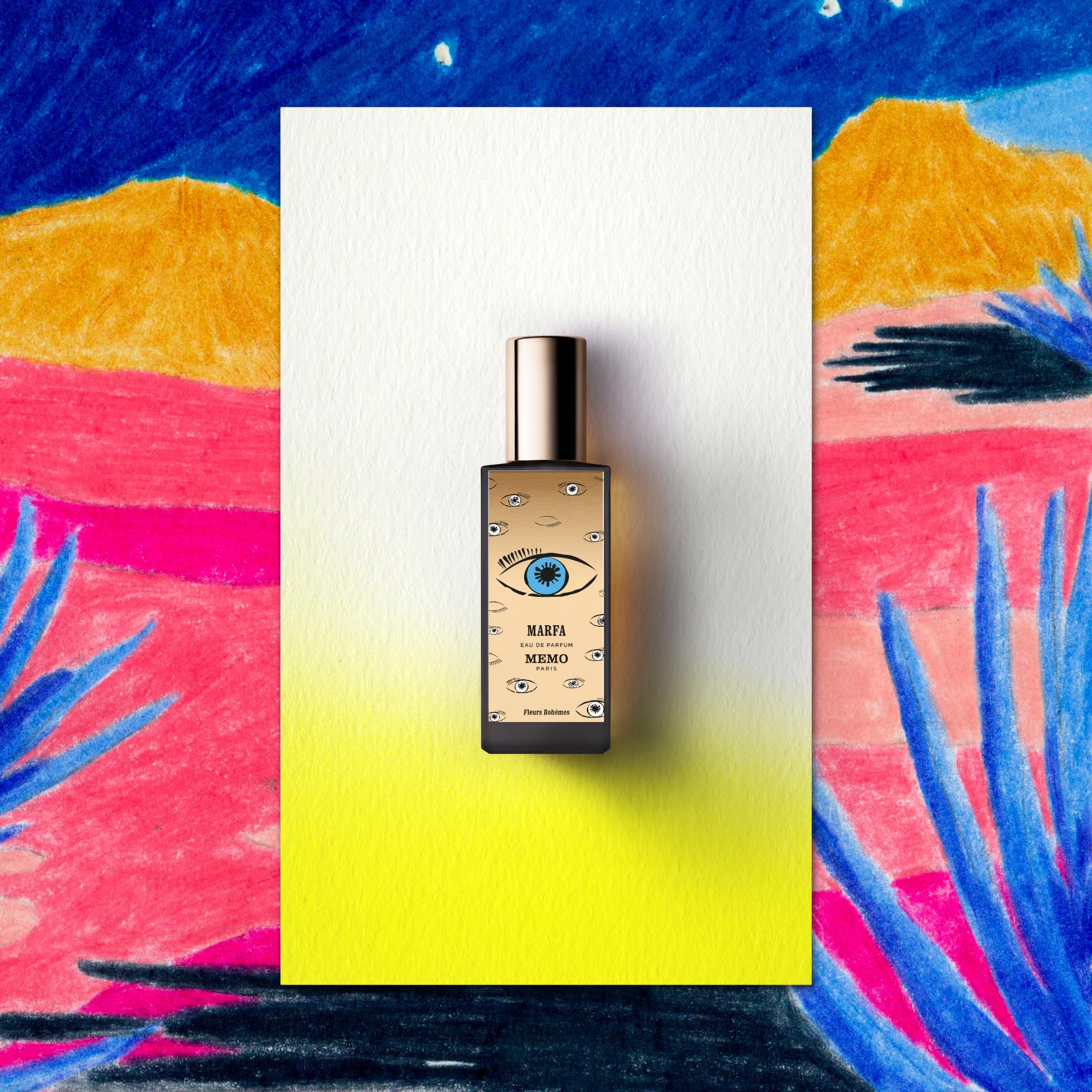 Memo Paris Marfa bottle closeup with flowers highlighting white florals and tuberose influence