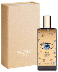 Memo Paris Marfa bottle label closeup, premium details for luxury fragrance lovers.