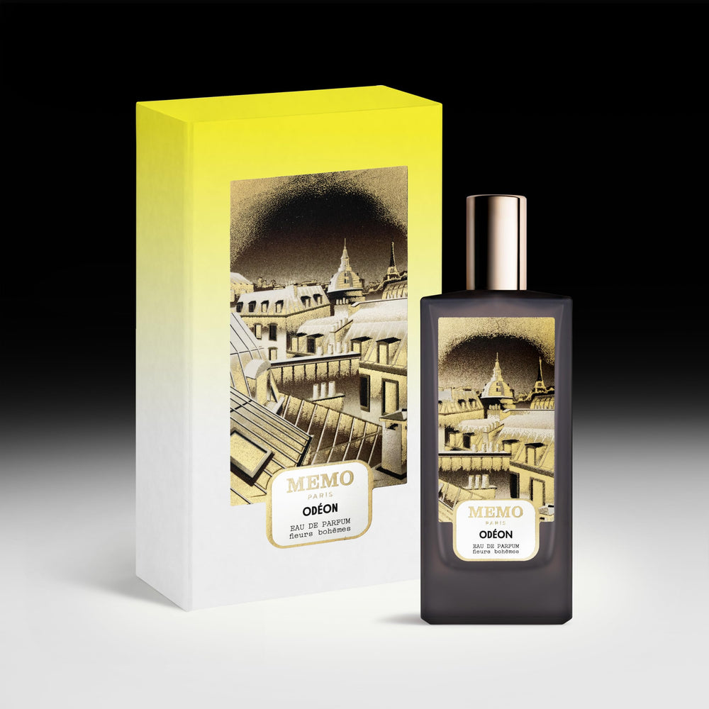 Memo Paris Odeon bottle glows with smoky patchouli and sandalwood for intimate moments.