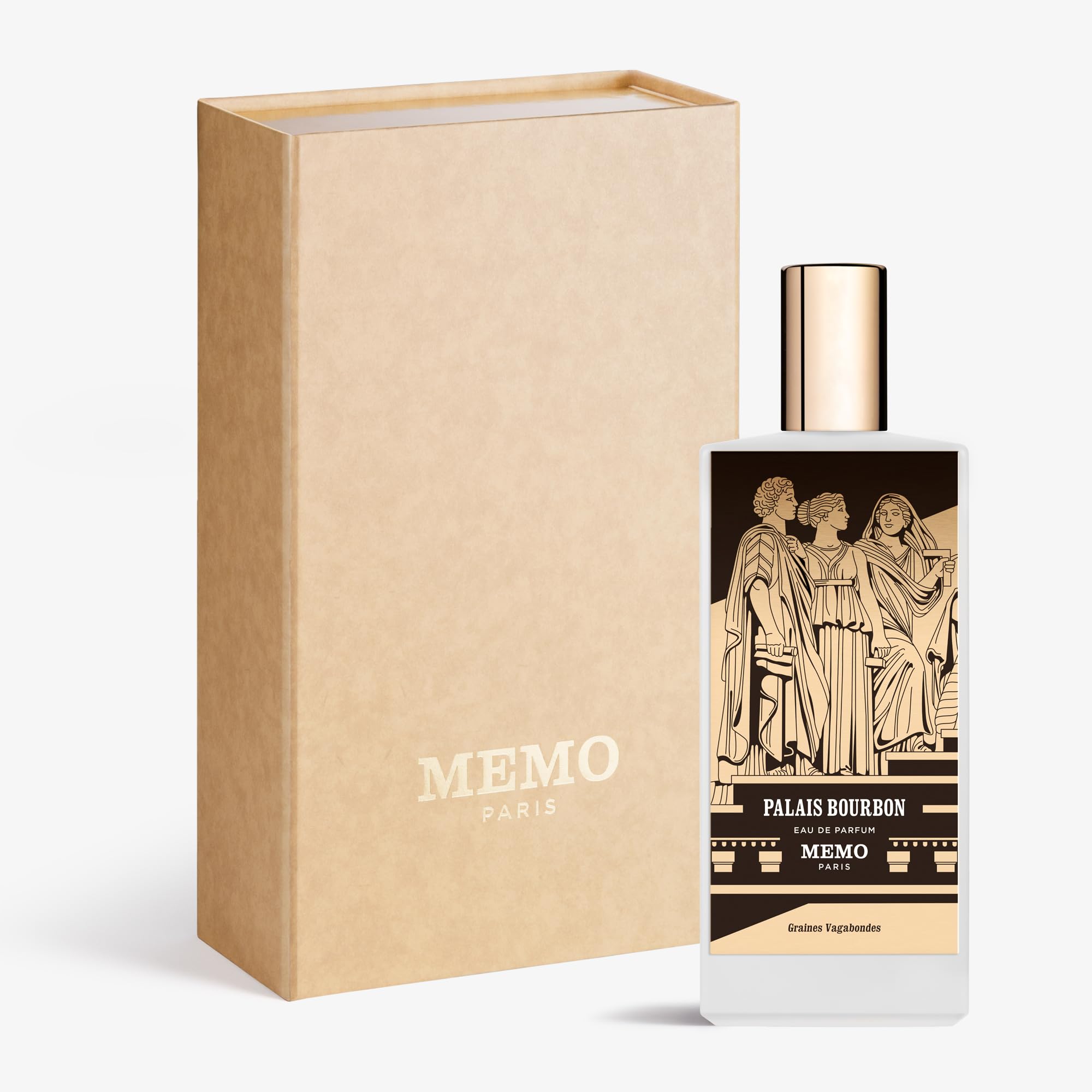 Memo Paris Palais Bourbon bottle closeup showing oud and vanilla notes for bold wear