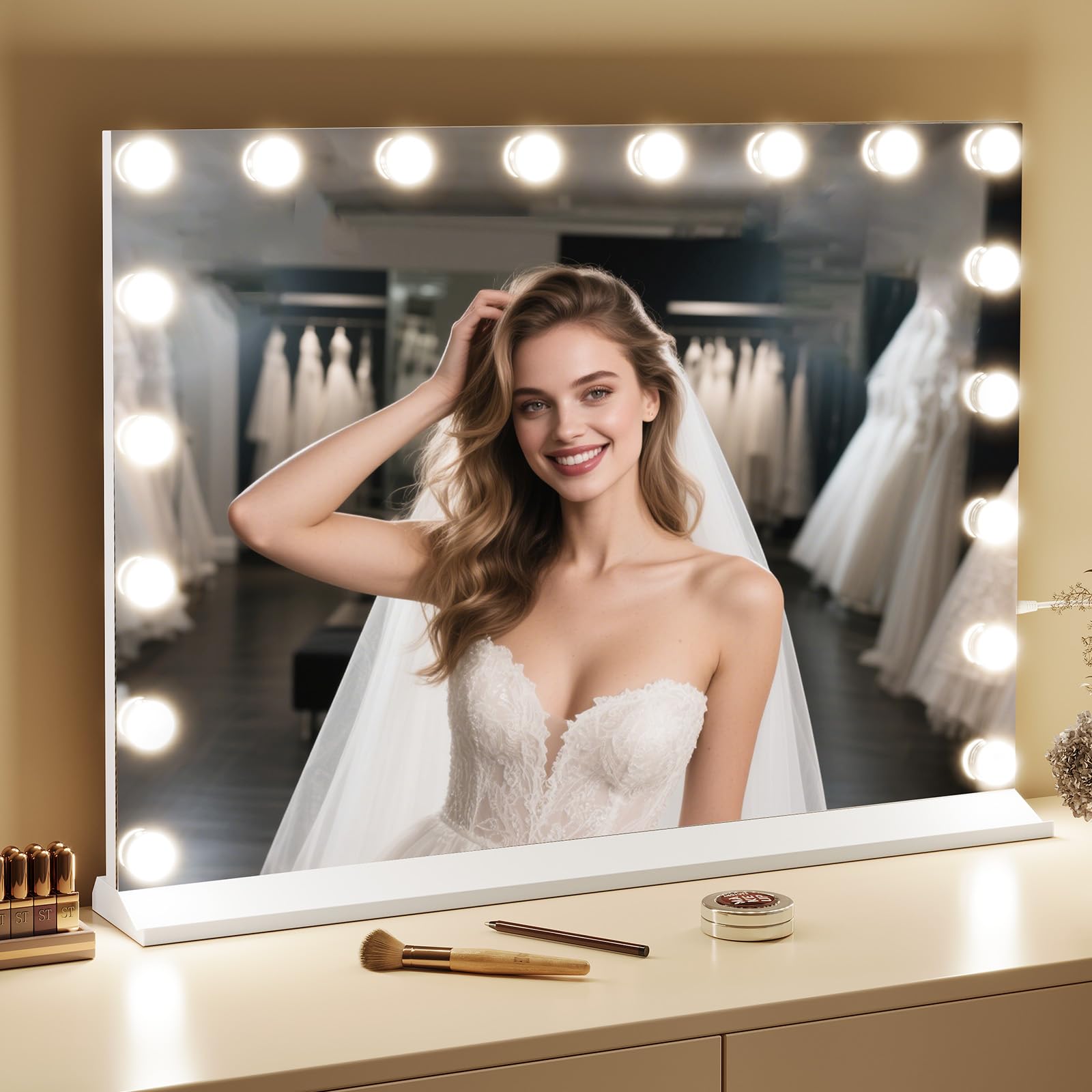 Memobarco vanity mirror 18 LED bulbs create even, salon-like illumination