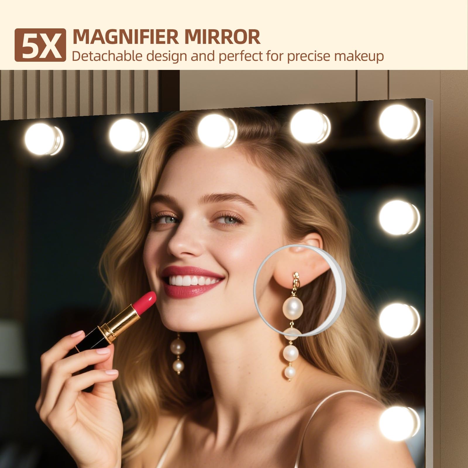 Memobarco vanity mirror 5x magnification aids detailed eyeliner and lash work
