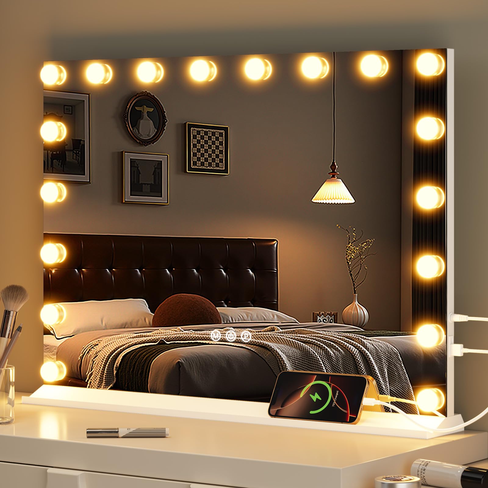 Memobarco vanity mirror with lighting setup for precise makeup application