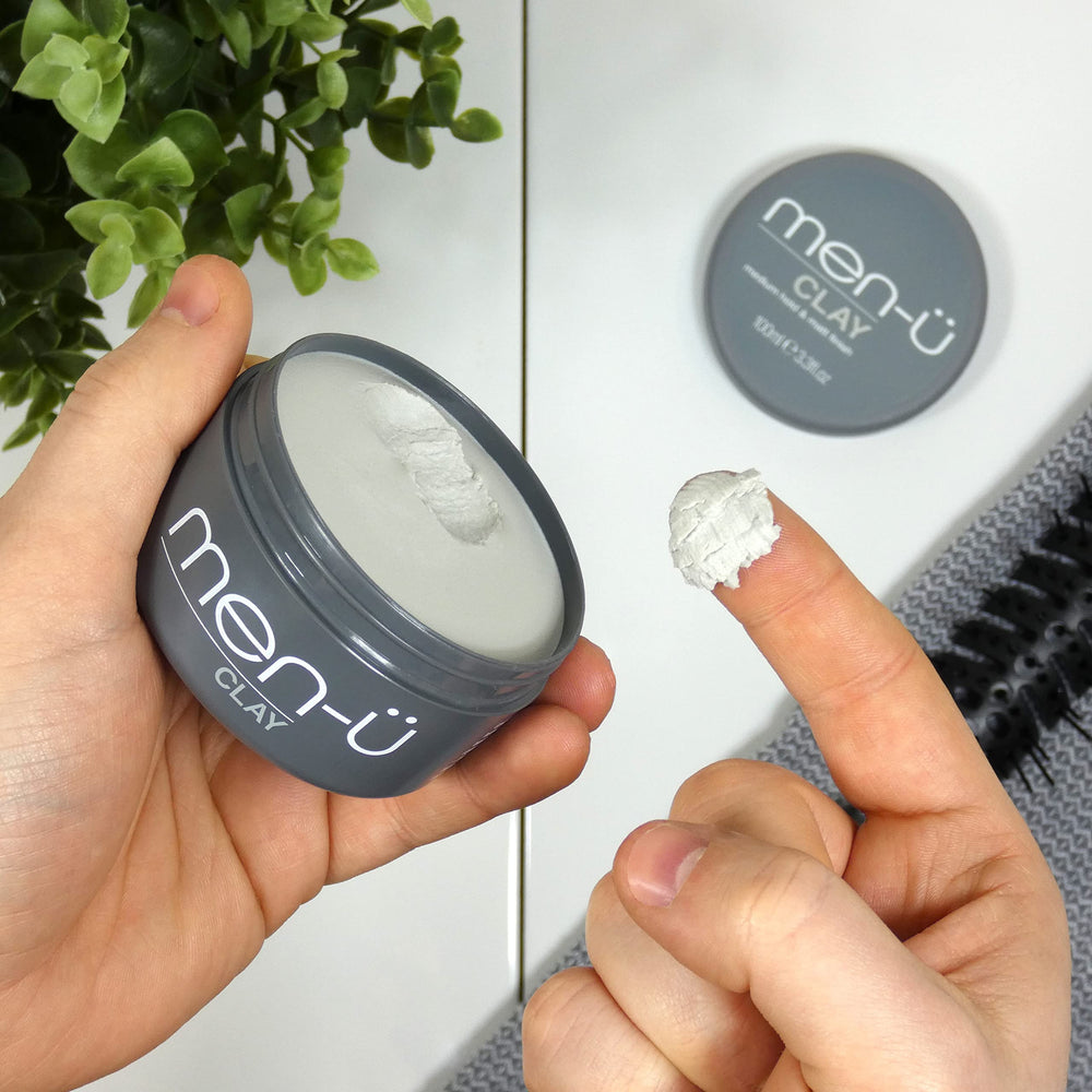Compact packaging demonstrates travel-friendly design for Men-U clay