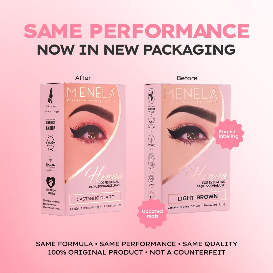 MENELA henna powder 2.5g delivers precise, blendable brow color.