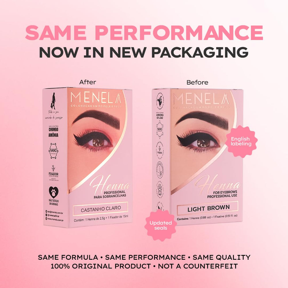 MENELA henna powder 2.5g delivers precise, blendable brow color.