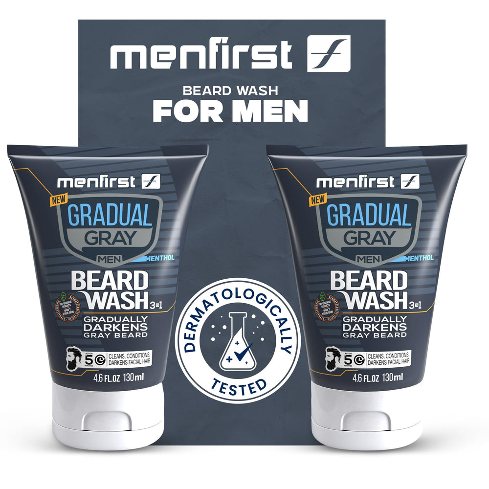 MENFIRST Gradual Gray Beard Wash lather demonstrates gentle cleansing without drying.