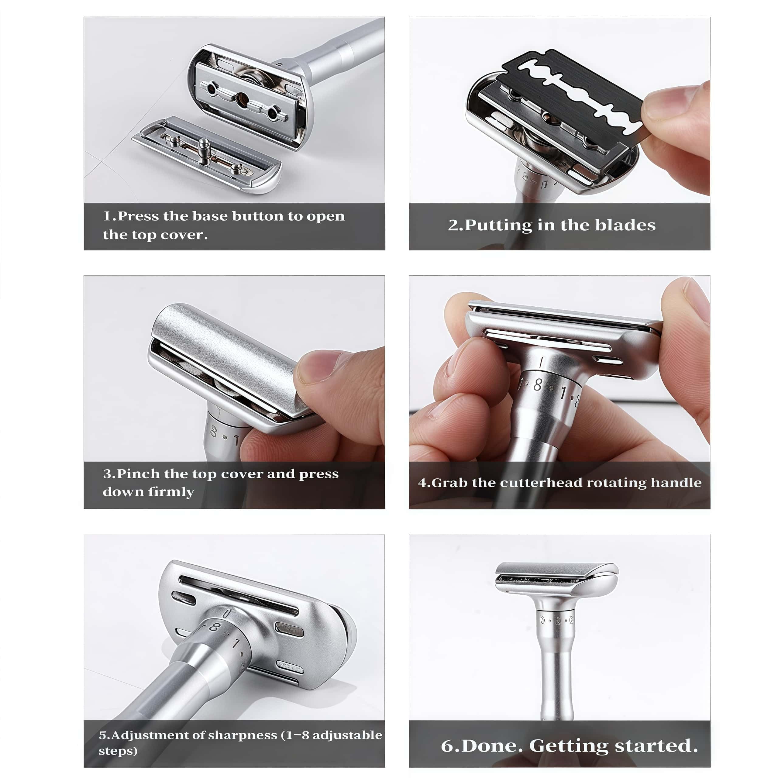 Bottom button loading system for easy blade replacement