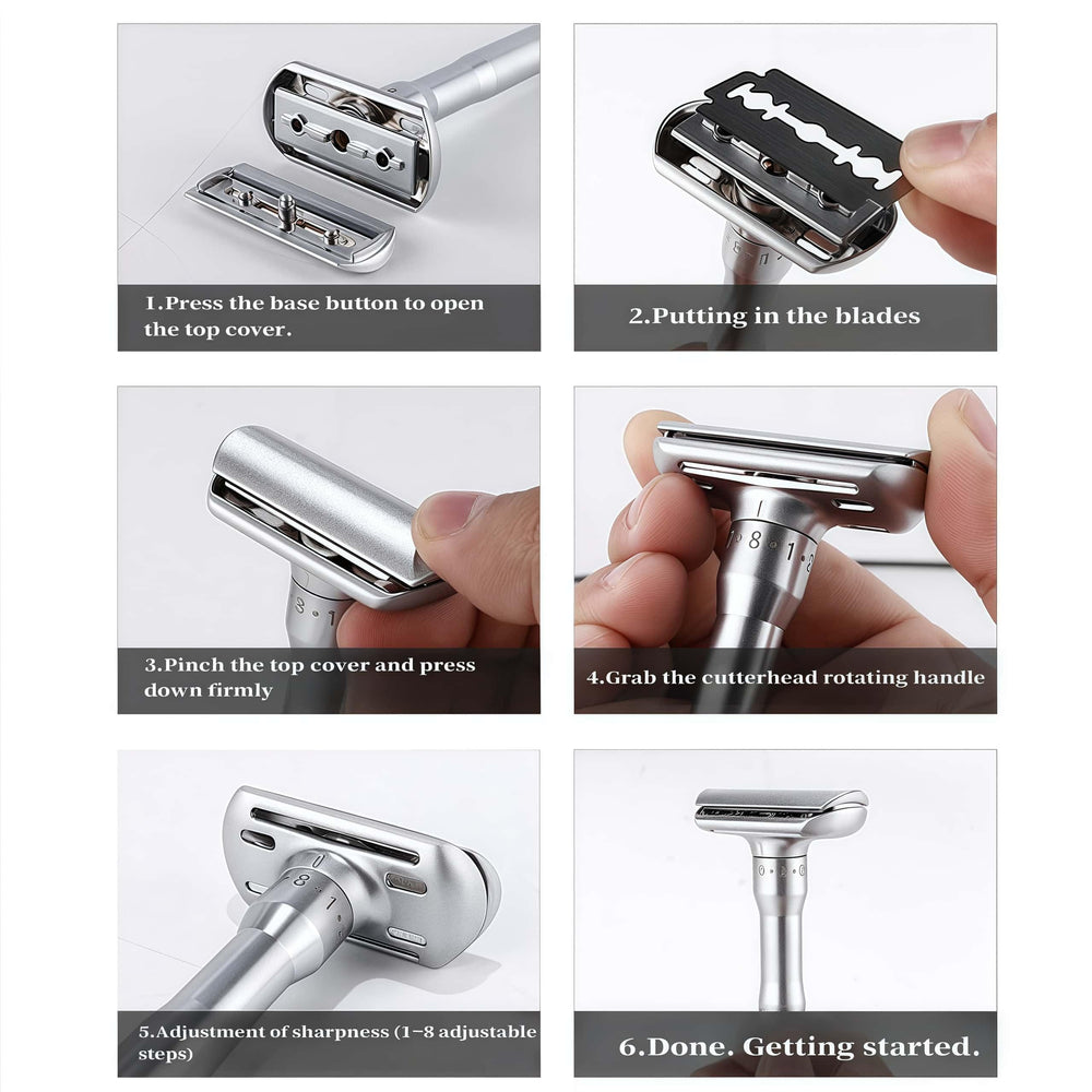 Bottom button loading system for easy blade replacement