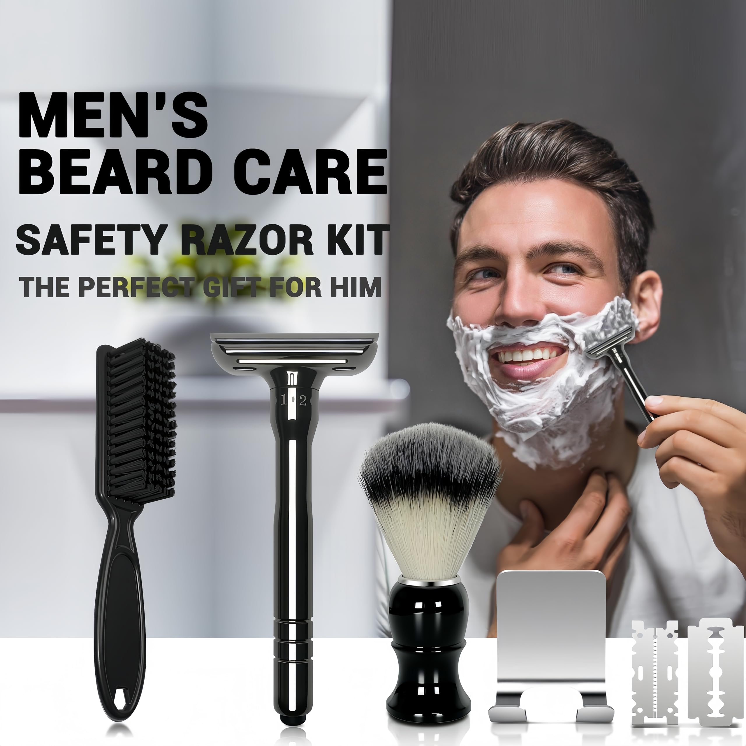 MenGate premium shaving brush with soft bristles for rich lather.