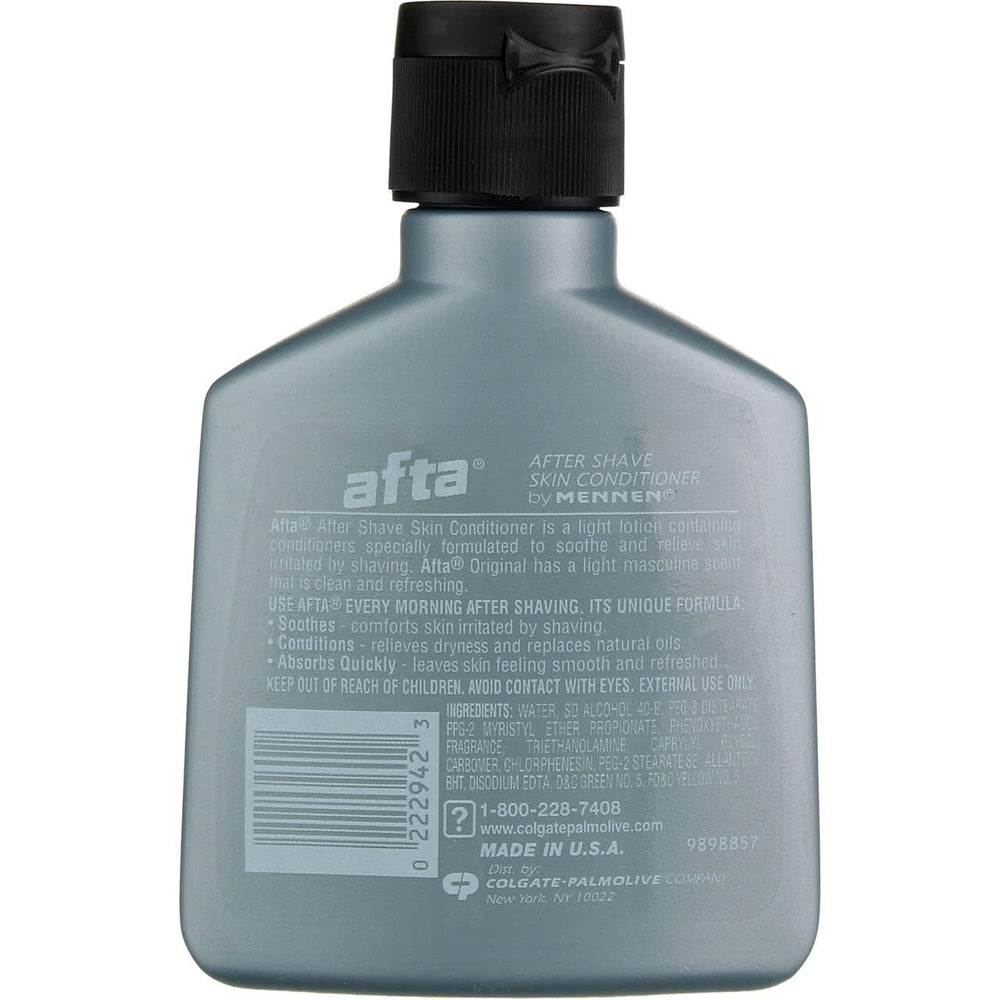 Mennen Afta packaging indicating two-pack skin conditioner for post-shave care.