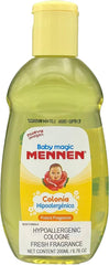Mennen Baby Magic Cologne cap closeup highlights compact bottle design.