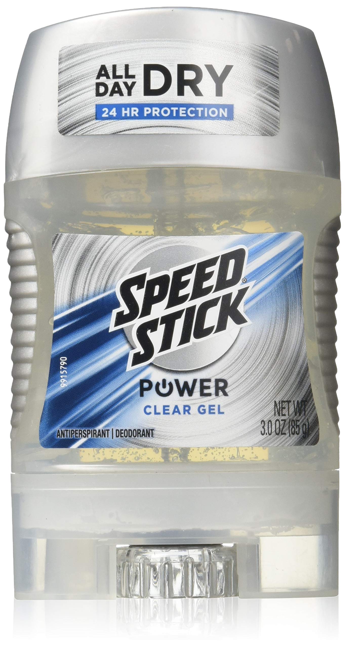 Mennen Speed Stick Power Clear Gel bottle being dispensed for smooth, residue-free application.