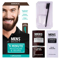 men's select dark brown brush-in facial hair dye application in action for precise coverage