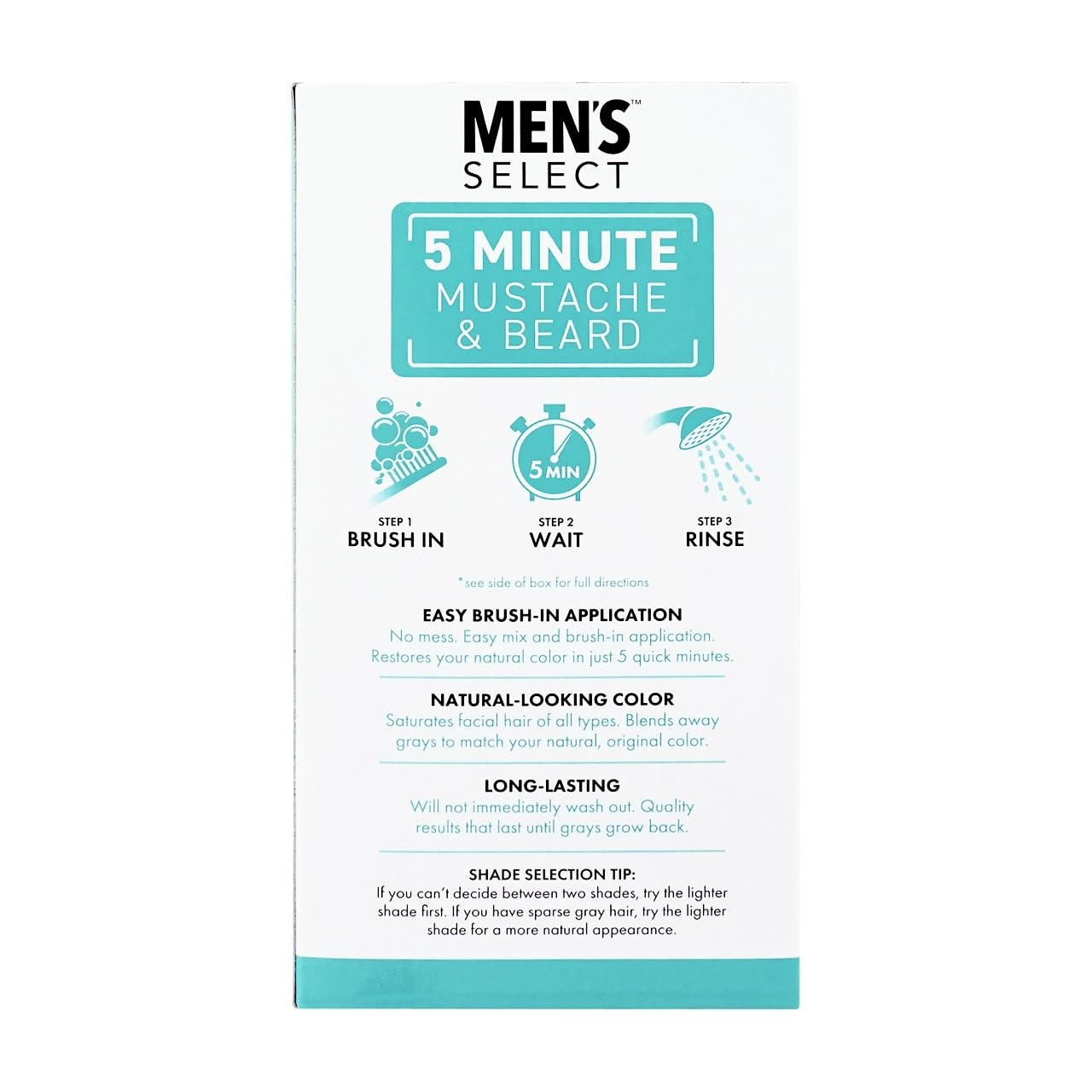 men's select dark brown brush-in facial hair dye result showing natural-looking finish