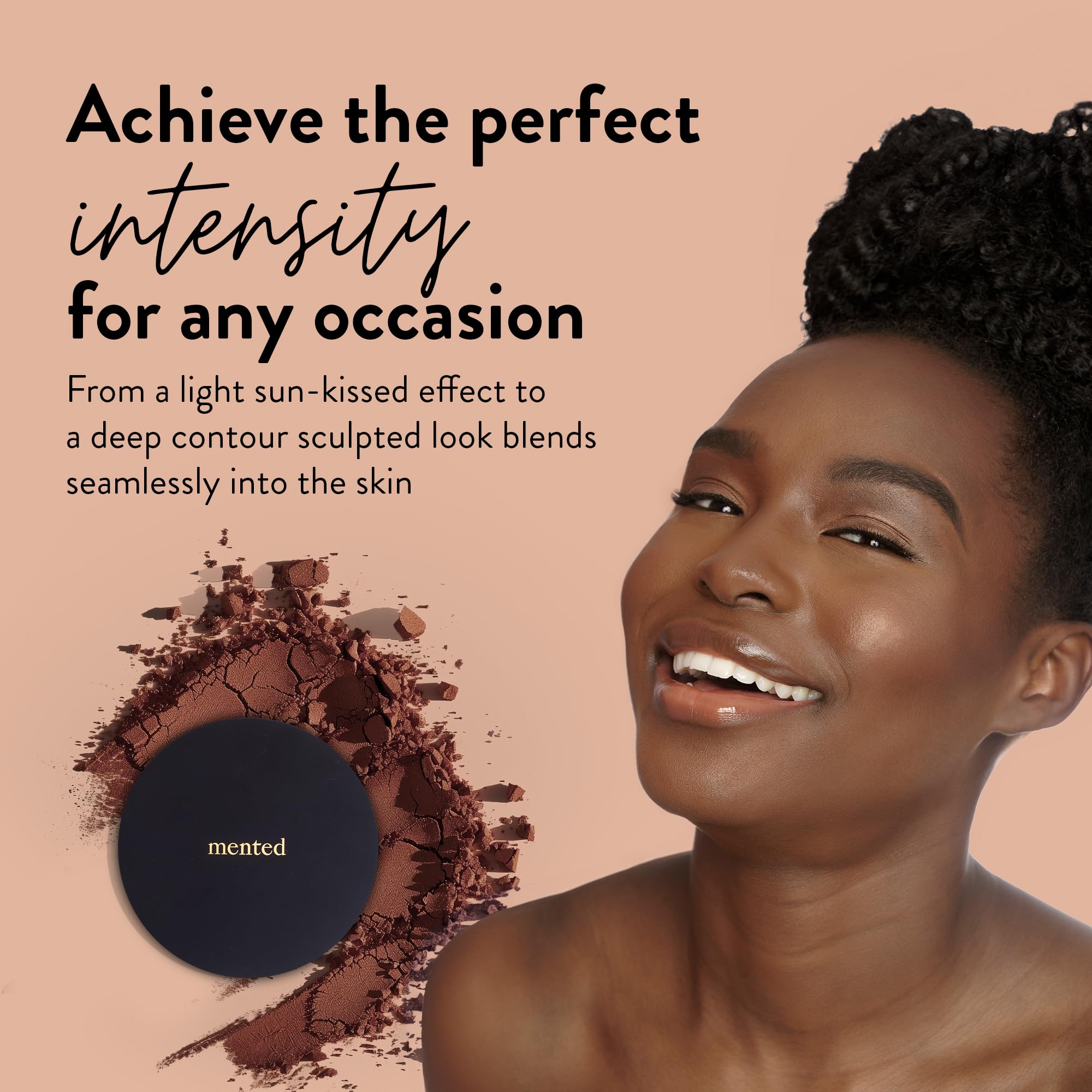 Mented bronzer compact open view shows smooth, buildable powder texture for versatile application
