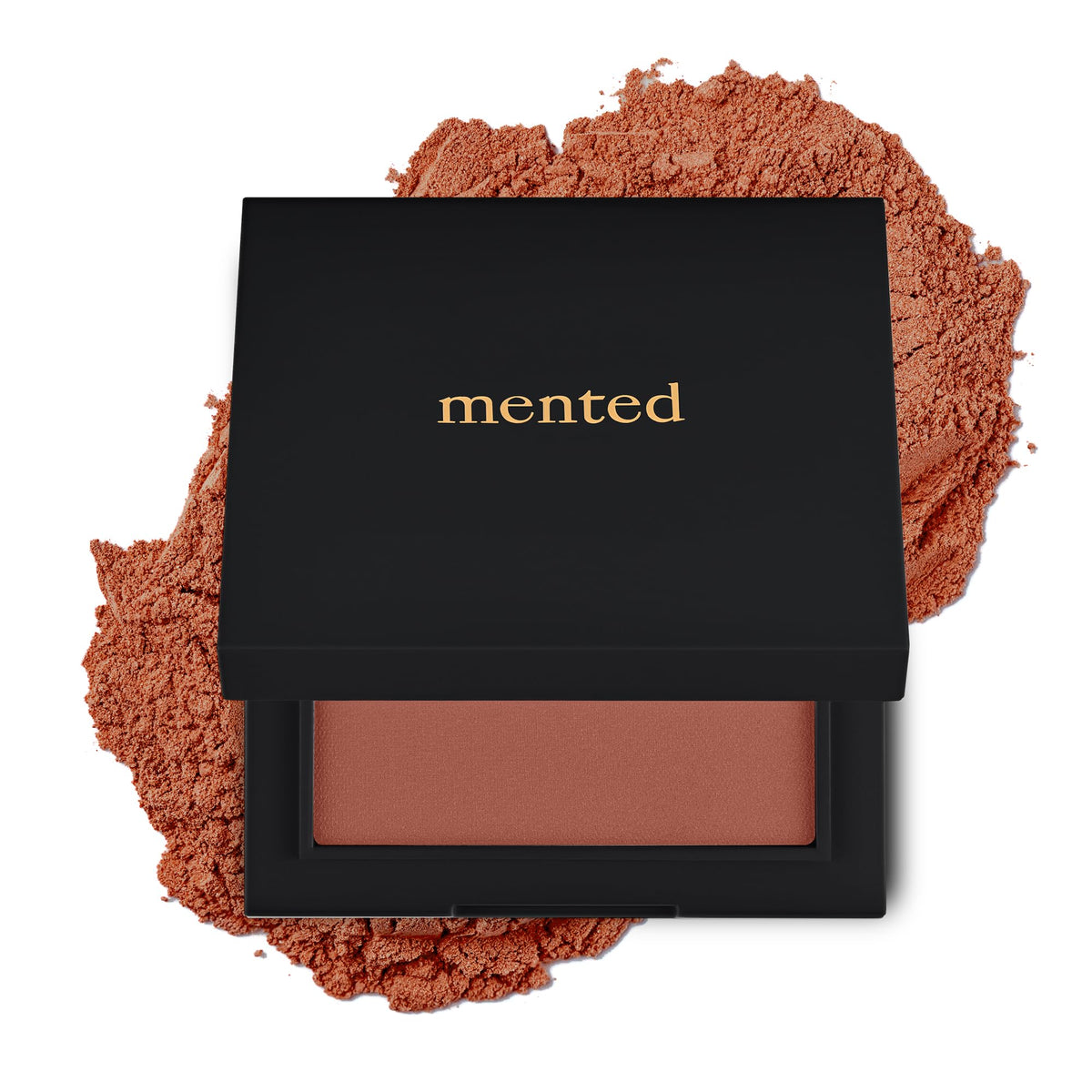 Mented Clay Too Much blush palette closeup highlighting blendable color for day to night looks.