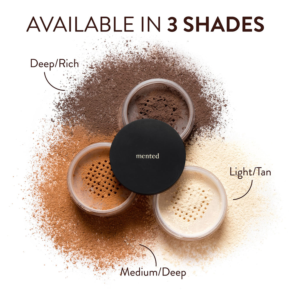 Mented compact with brush and puff enables easy touch-ups anywhere
