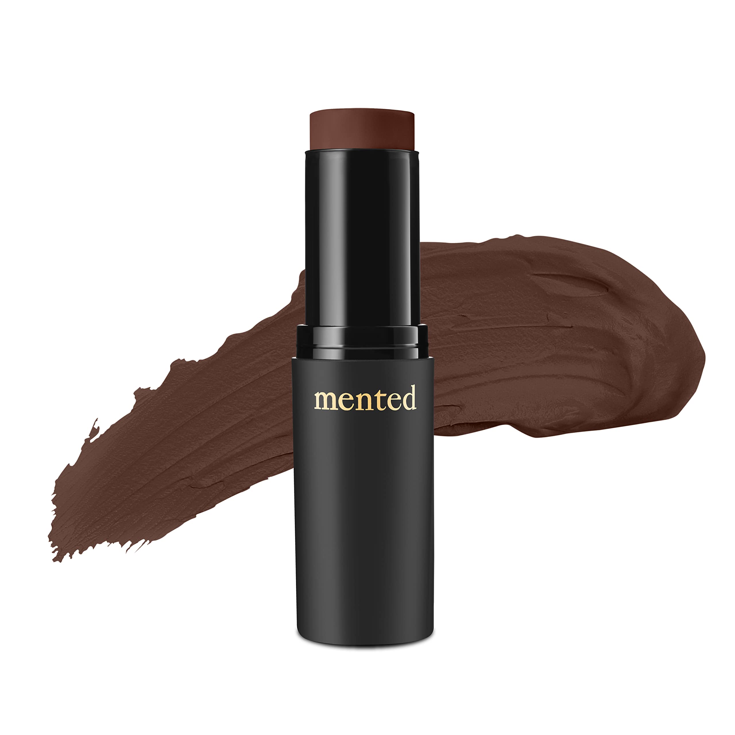 Mented Stick Foundation swatch highlights even tone and buildable coverage for dark skin.
