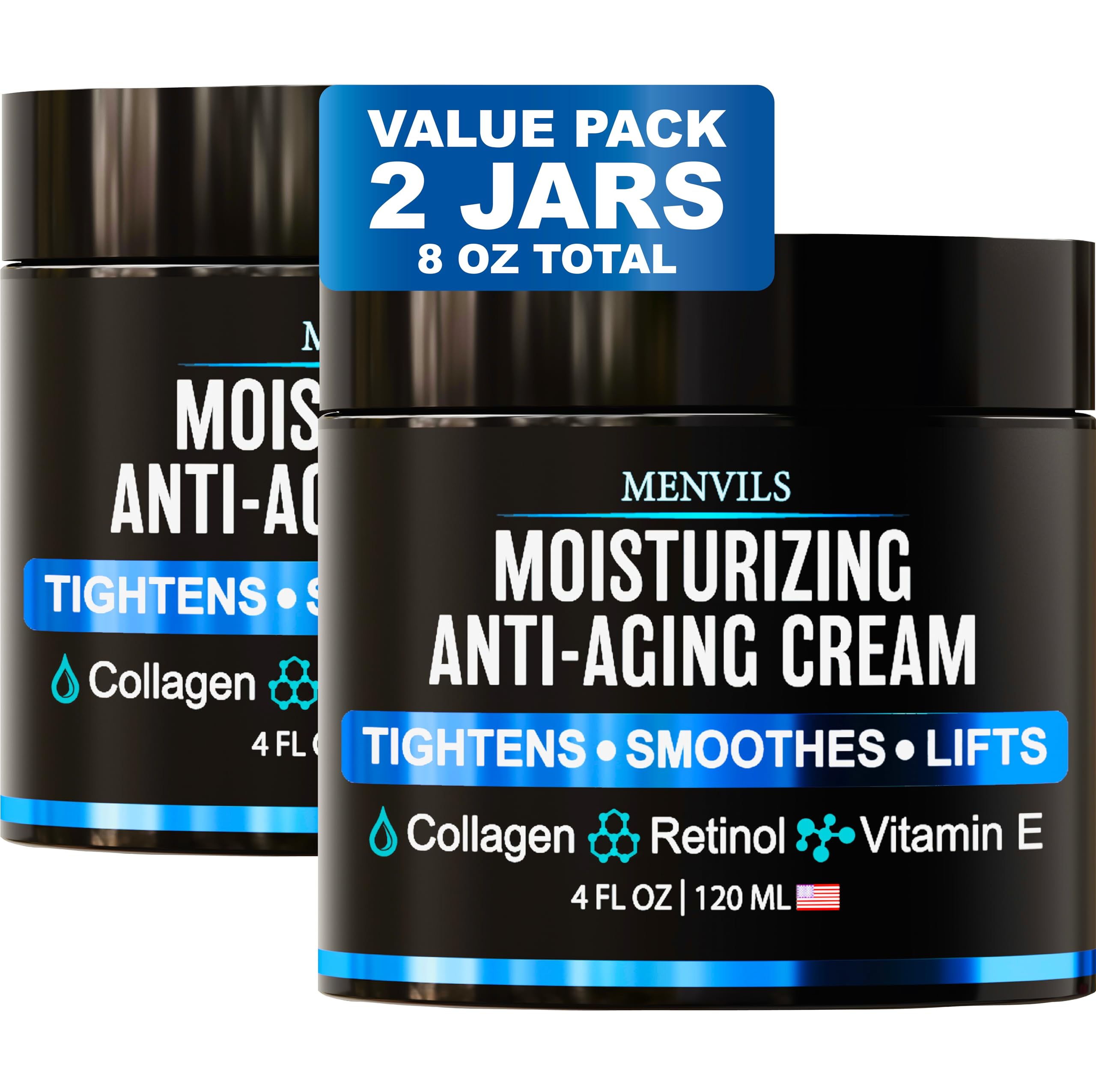 Menvils men's face moisturizer bottle front for hydrated morning and night skincare.