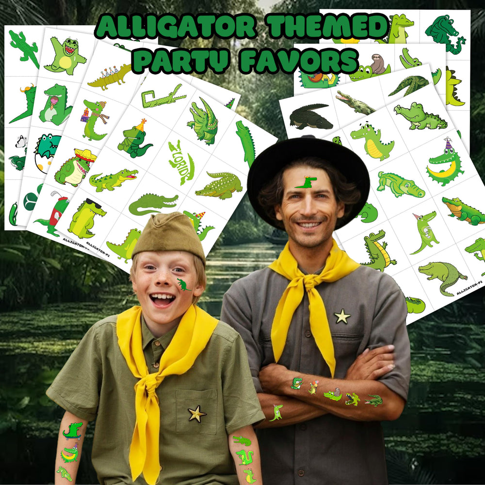 MeoIsDaBest alligator tattoos applied on skin for a playful look at events.