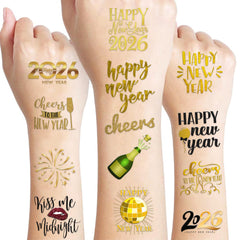 MeoIsDaBest HYE2026 tattoo sheet 01 shows vibrant New Year designs for easy party decorating.
